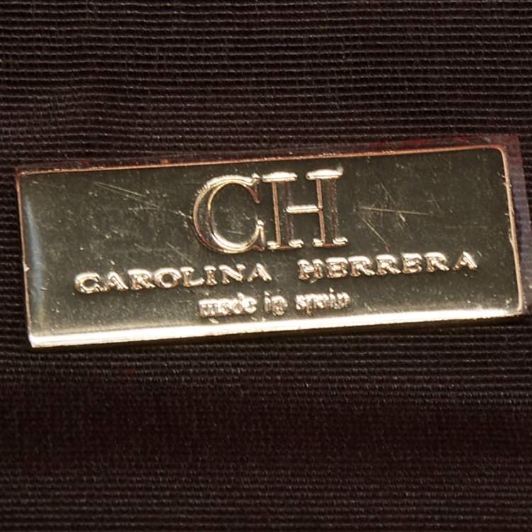 Pre Owned CH Carolina Herrera Red Monogram Leather Jerry Chain Clutch