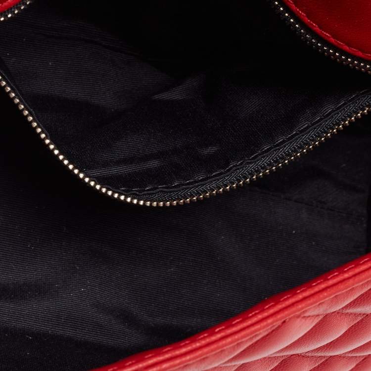 Pre Owned CH Carolina Herrera Red Quilted Leather Flap Chain Shoulder Bag