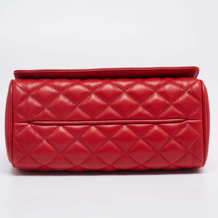 Pre Owned CH Carolina Herrera Red Quilted Leather Flap Chain Shoulder Bag