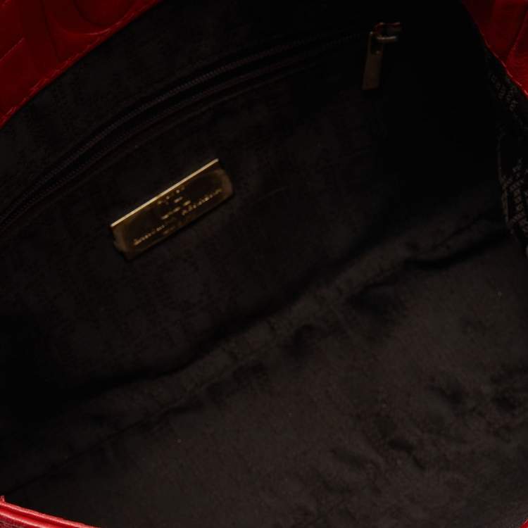 Pre Owned CH Carolina Herrera Red Leather Flap Chain Shoulder Bag