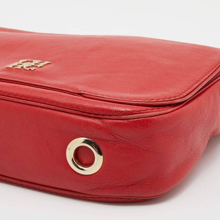 Pre Owned CH Carolina Herrera Red Leather Flap Chain Shoulder Bag