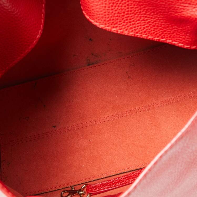 Pre Owned CH Carolina Herrera Red Leather Minuetto Flap Top Handle Bag
