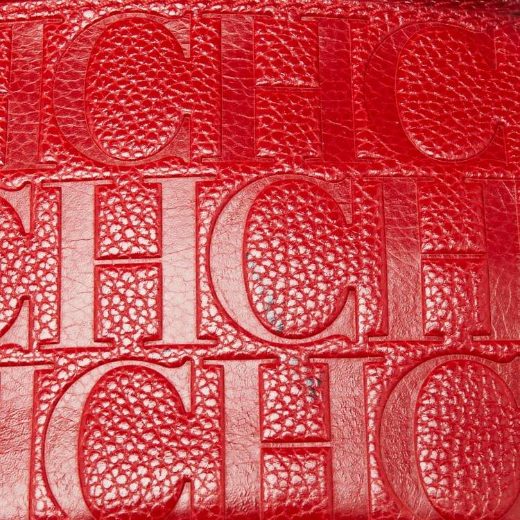 Pre Owned CH Carolina Herrera Red Leather Minuetto Flap Top Handle Bag