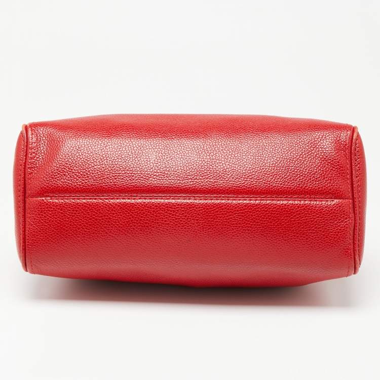 Pre Owned CH Carolina Herrera Red Leather Minuetto Flap Top Handle Bag