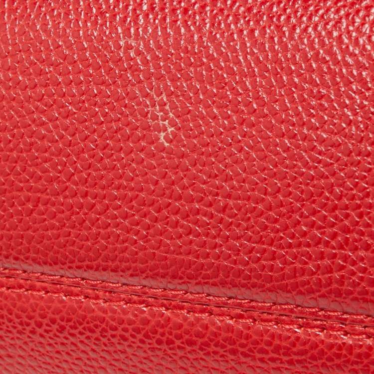 Pre Owned CH Carolina Herrera Red Leather Minuetto Flap Top Handle Bag