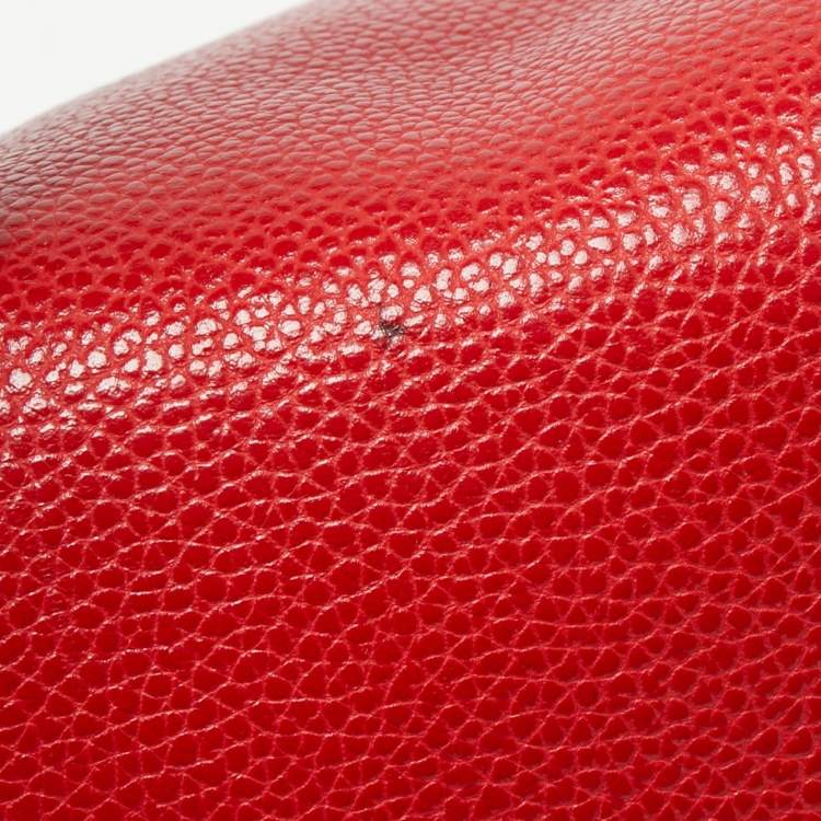 Pre Owned CH Carolina Herrera Red Leather Minuetto Flap Top Handle Bag