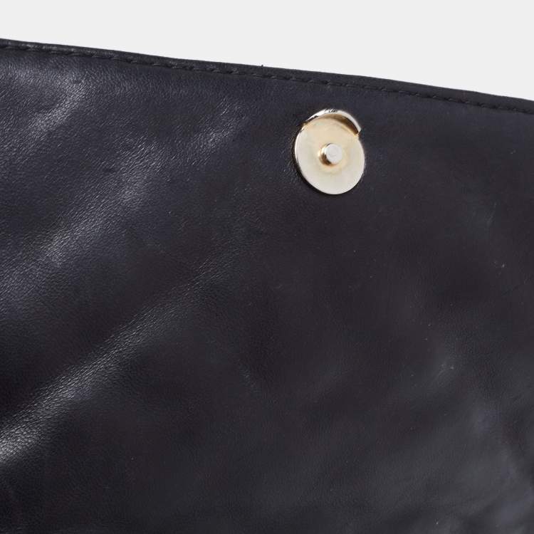 Pre Owned CH Carolina Herrera Black Quilted Leather Flap Chain Shoulder Bag