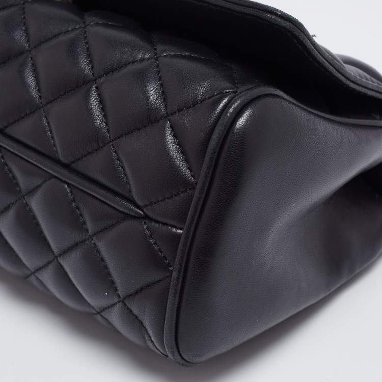 Pre Owned CH Carolina Herrera Black Quilted Leather Flap Chain Shoulder Bag