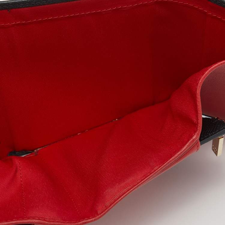 Pre Owned CH Carolina Herrera Black Leather Tri Fold Wallet