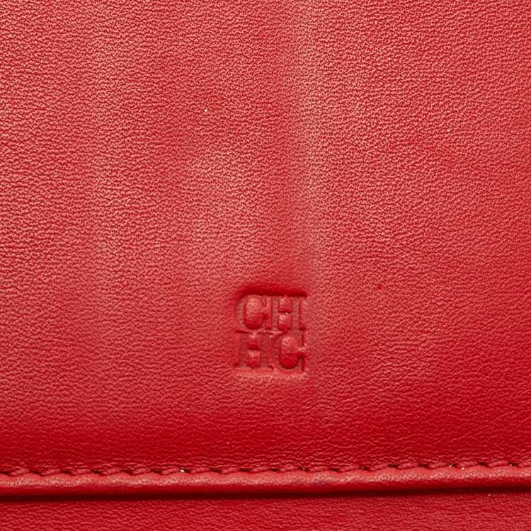 Pre Owned CH Carolina Herrera Black Leather Tri Fold Wallet