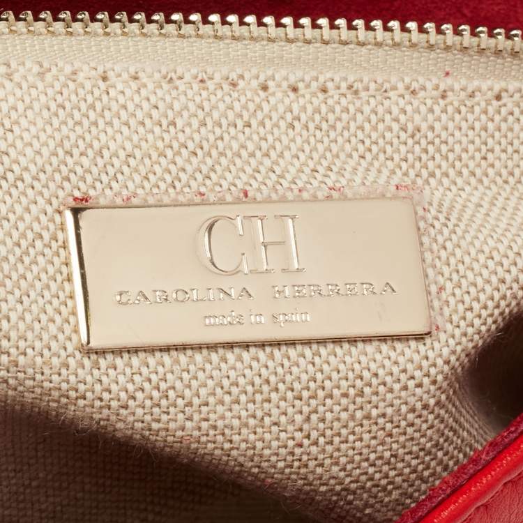 Pre Owned CH Carolina Herrera Red Leather Flap Shoulder Bag
