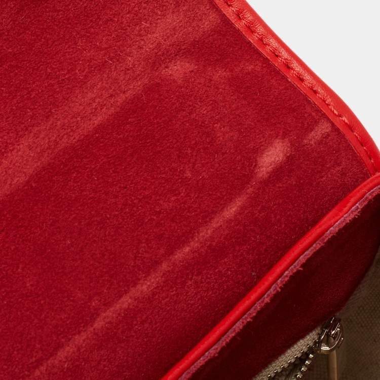 Pre Owned CH Carolina Herrera Red Leather Flap Shoulder Bag