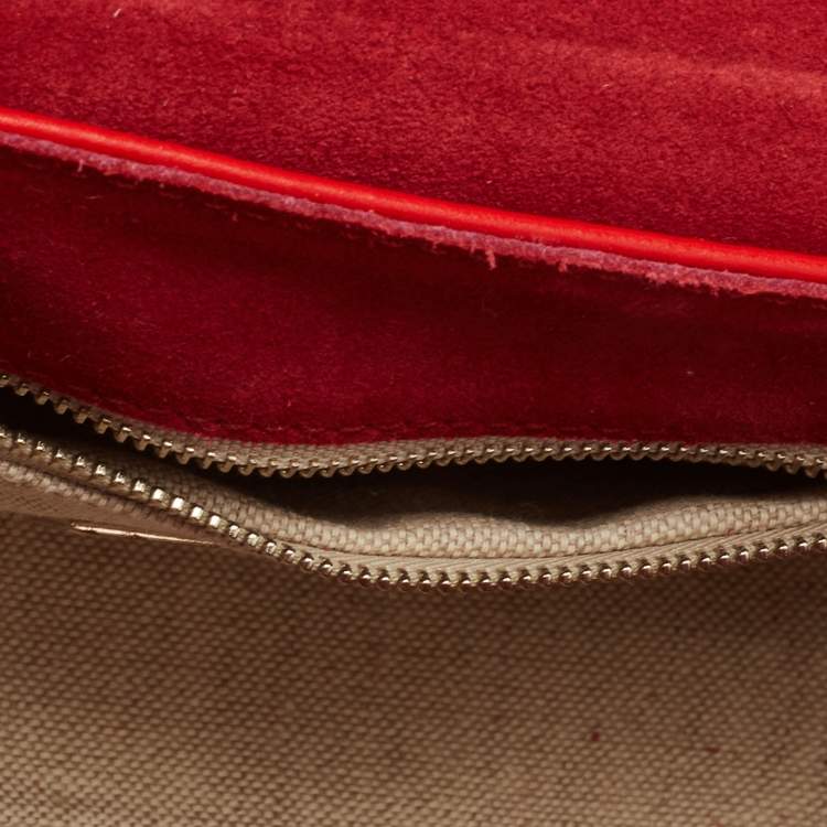Pre Owned CH Carolina Herrera Red Leather Flap Shoulder Bag