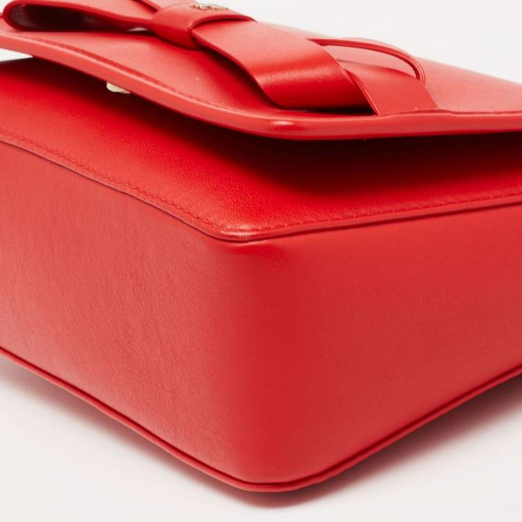 Pre Owned CH Carolina Herrera Red Leather Flap Shoulder Bag