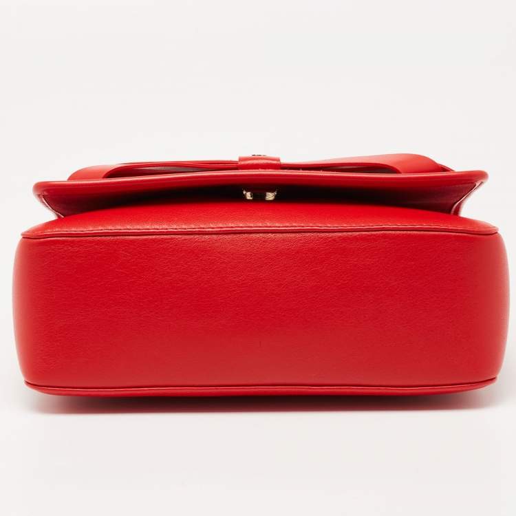 Pre Owned CH Carolina Herrera Red Leather Flap Shoulder Bag