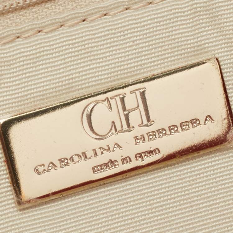 Pre Owned CH Carolina Herrera Red Monogram Leather Audrey Shoulder Bag 