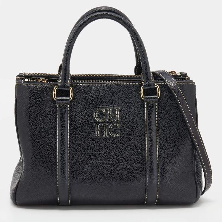 مملوكة مسبقًا CH Carolina Herrera Black Leather Tote