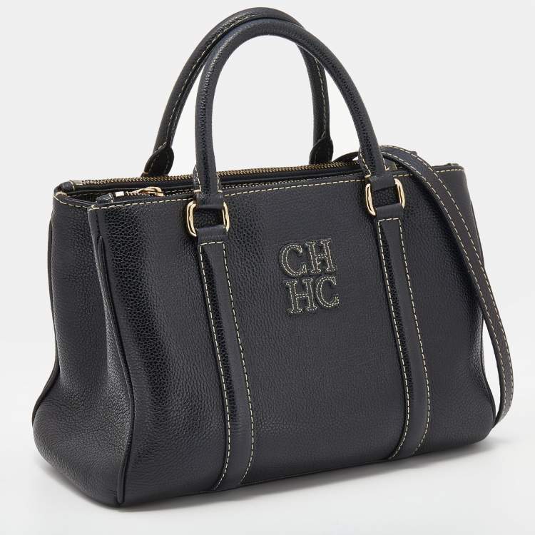 مملوكة مسبقًا CH Carolina Herrera Black Leather Tote