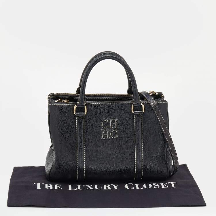 مملوكة مسبقًا CH Carolina Herrera Black Leather Tote