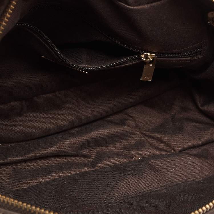 Pre Owned CH Carolina Herrera Brown Quilted Nylon Chain Shoulder Bag