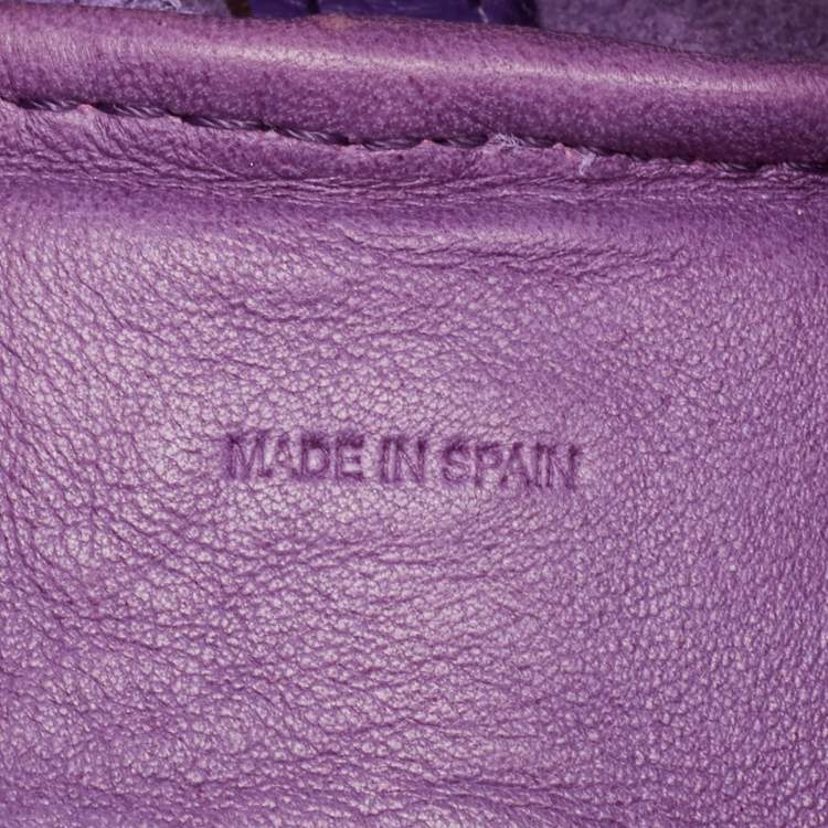 Pre Owned CH Carolina Herrera Purple Monogram Leather Matryoshka Tote