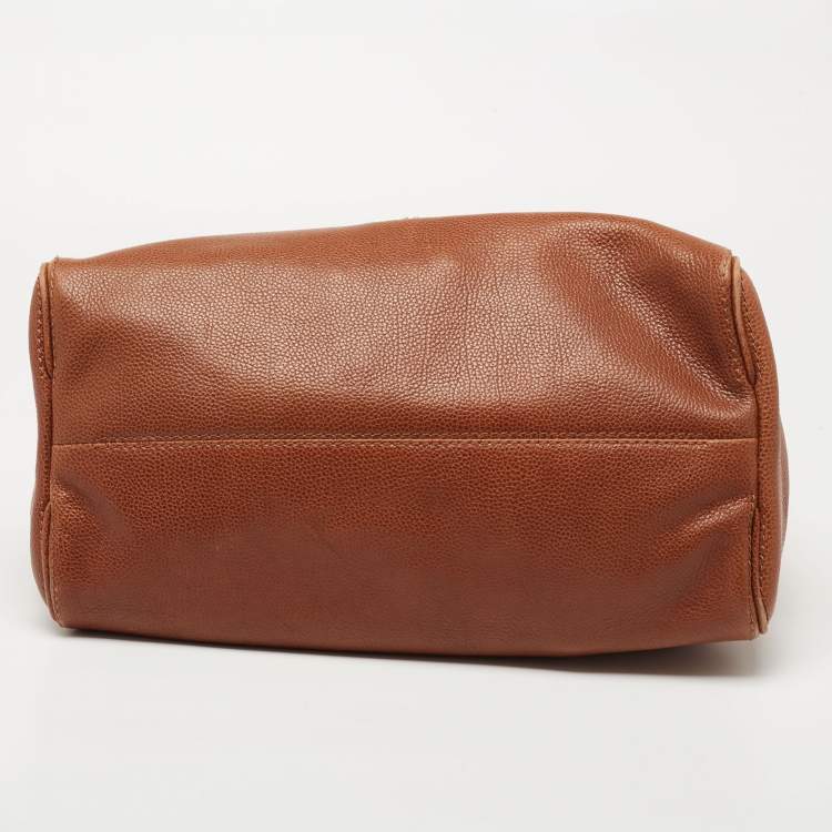 Pre Owned CH Carolina Herrera Brown Leather Flap Tote