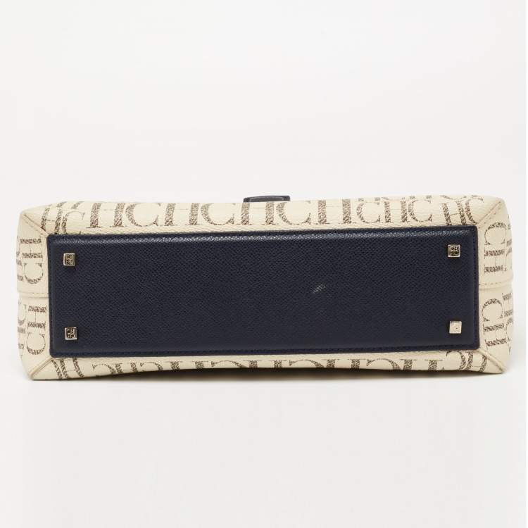 Pre Owned CH Carolina Herrera Multicolor Monogram Leather Top Handle Bag