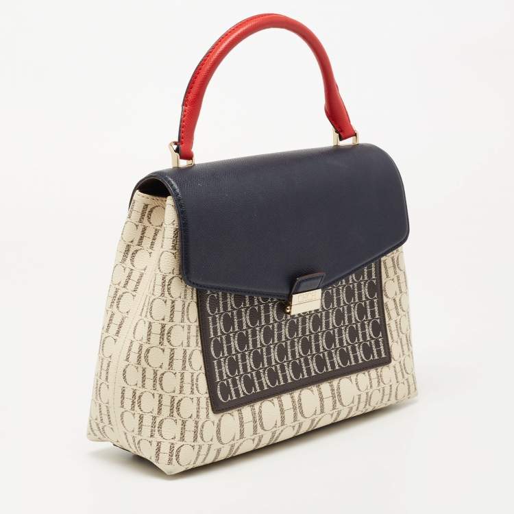 Pre Owned CH Carolina Herrera Multicolor Monogram Leather Top Handle Bag