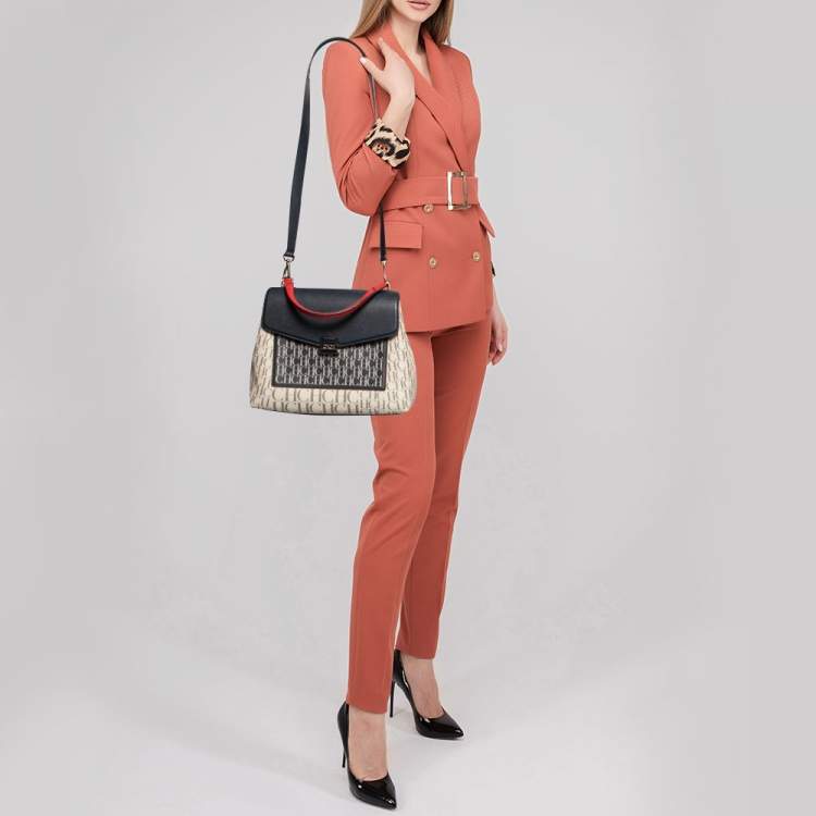 Pre Owned CH Carolina Herrera Multicolor Monogram Leather Top Handle Bag