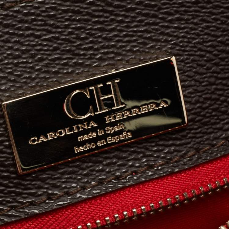 Pre Owned CH Carolina Herrera Multicolor Monogram Leather Top Handle Bag