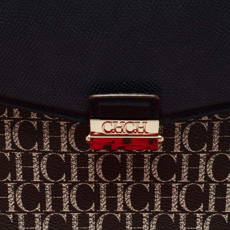 Pre Owned CH Carolina Herrera Multicolor Monogram Leather Top Handle Bag