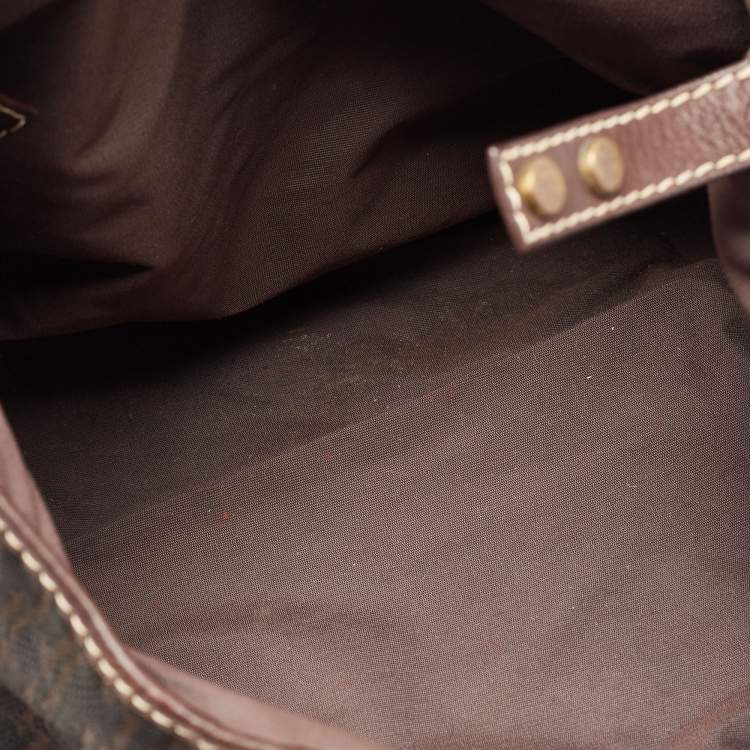 Pre Owned CH Carolina Herrera Dark Brown Monogram Canvas and Leather Front Pocket Tote