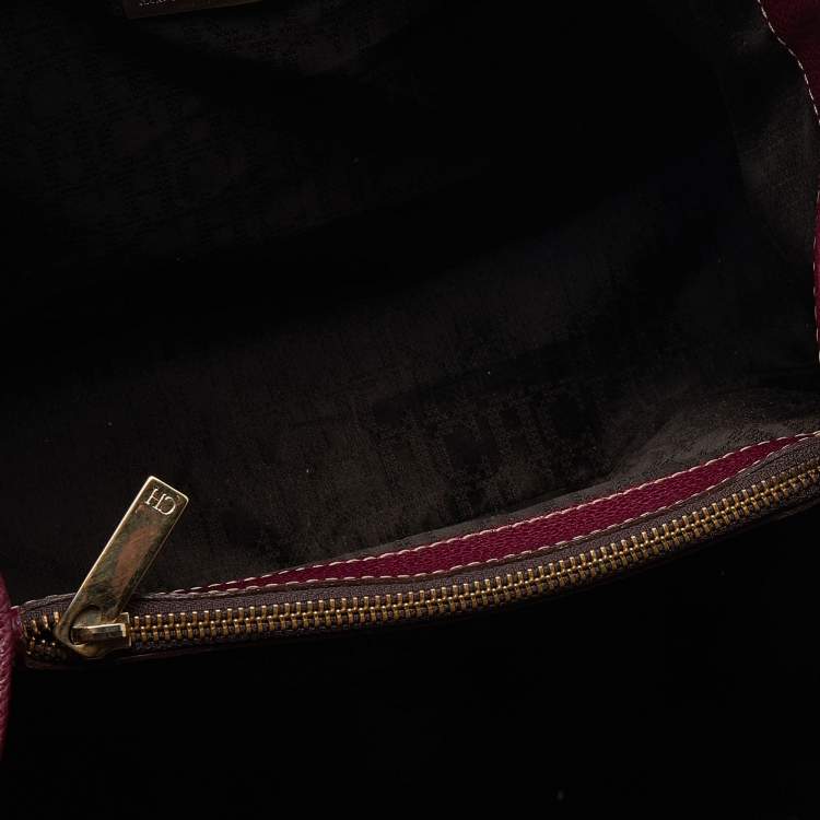Pre Owned CH Carolina Herrera Burundy Leather Matteo Tote