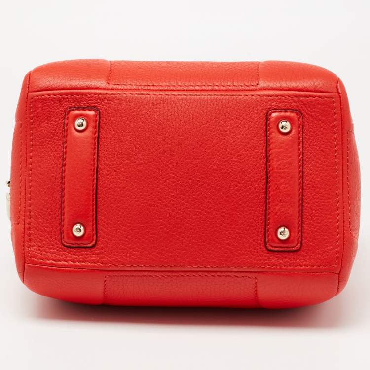 Pre Owned CH Carolina Herrera Orange Leather Bowler Bag