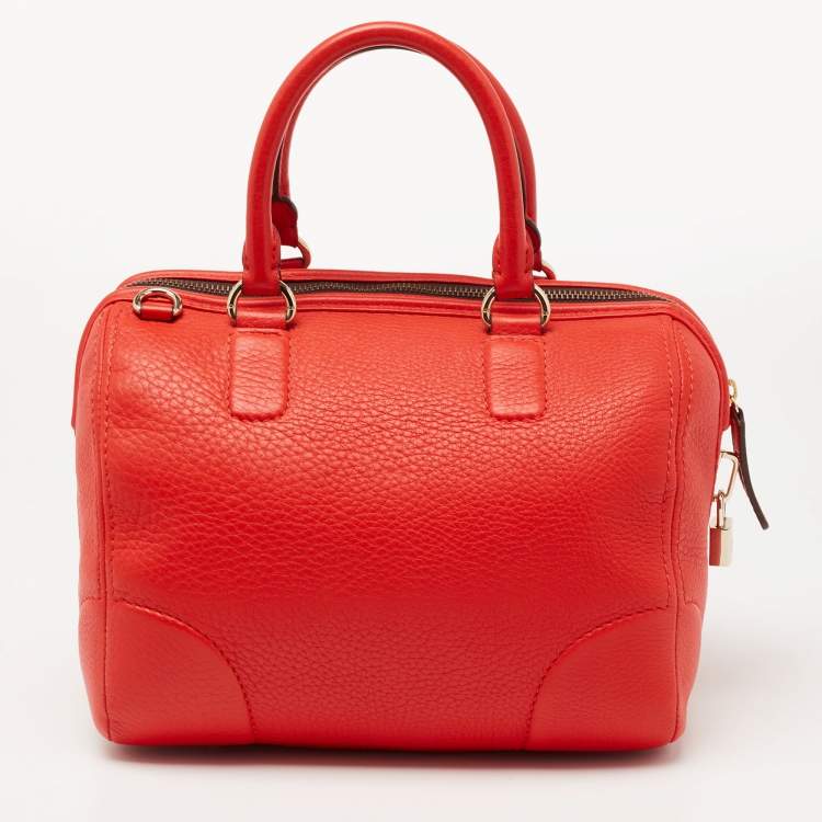 Pre Owned CH Carolina Herrera Orange Leather Bowler Bag