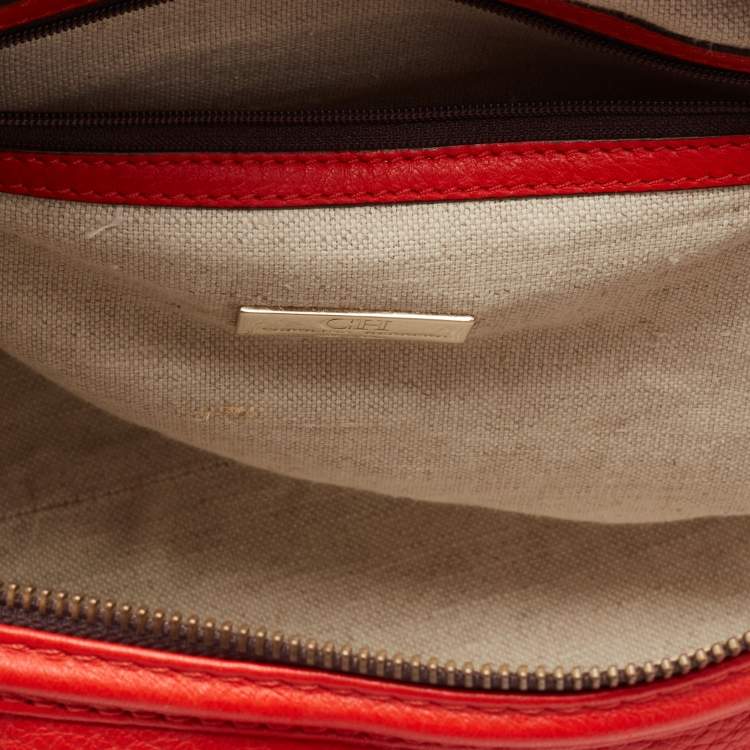 Pre Owned CH Carolina Herrera Orange Leather Bowler Bag