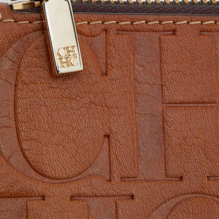 Pre Owned CH Carolina Herrera Brown Leather Coin Purse
