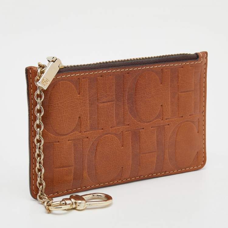 Pre Owned CH Carolina Herrera Brown Leather Coin Purse