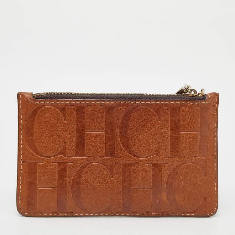 Pre Owned CH Carolina Herrera Brown Leather Coin Purse