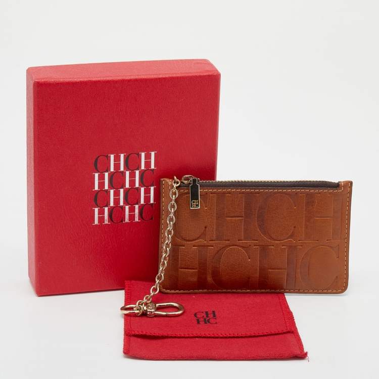 Pre Owned CH Carolina Herrera Brown Leather Coin Purse