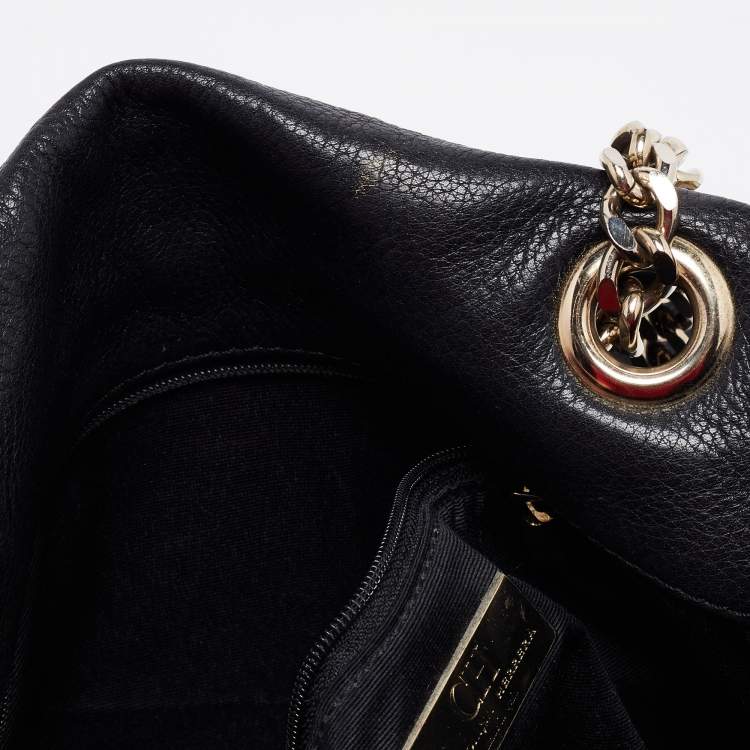 Pre Owned CH Carolina Herrera Black Monogram Leather Audrey Shoulder Bag