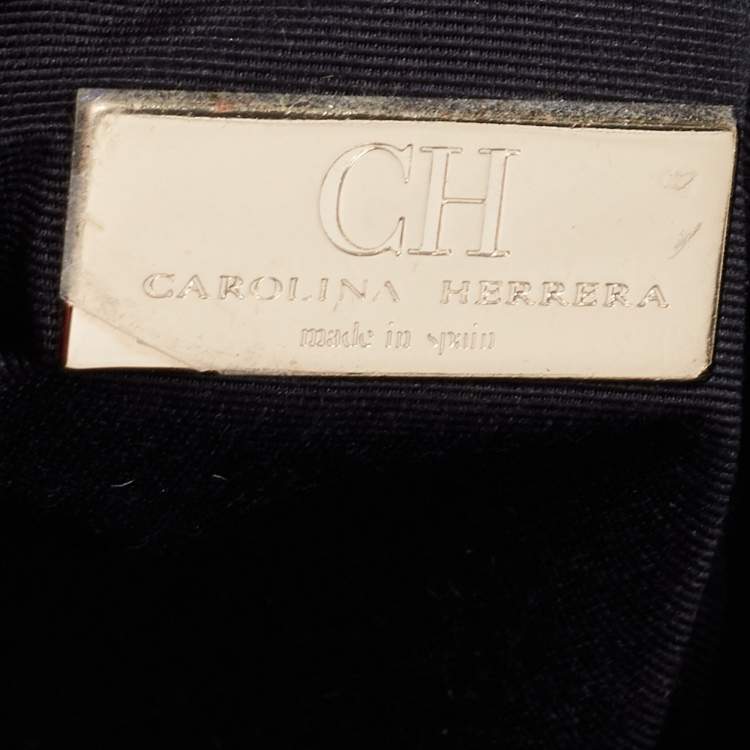 Pre Owned CH Carolina Herrera Black Monogram Leather Audrey Shoulder Bag