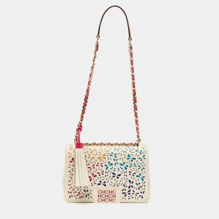 CH Carolina Herrera Multicolor Cut Out Leather Flap Shoulder Bag CH Carolina Herrera The Luxury Closet