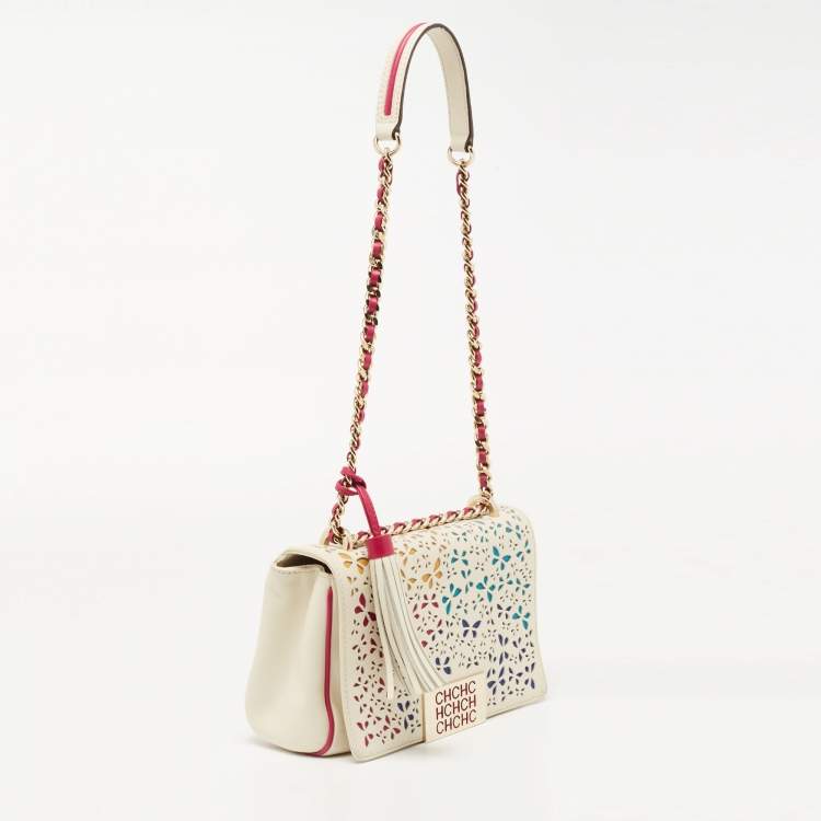 Pre Owned CH Carolina Herrera Multicolor Cut Out Leather Flap Shoulder Bag