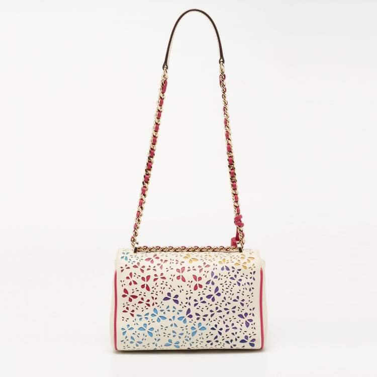 Pre Owned CH Carolina Herrera Multicolor Cut Out Leather Flap Shoulder Bag
