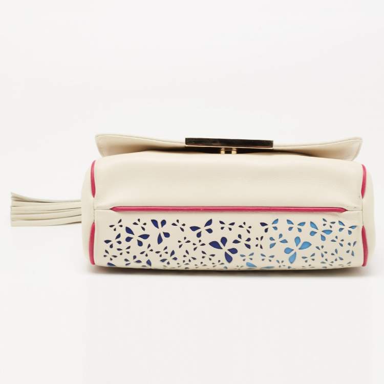 Pre Owned CH Carolina Herrera Multicolor Cut Out Leather Flap Shoulder Bag