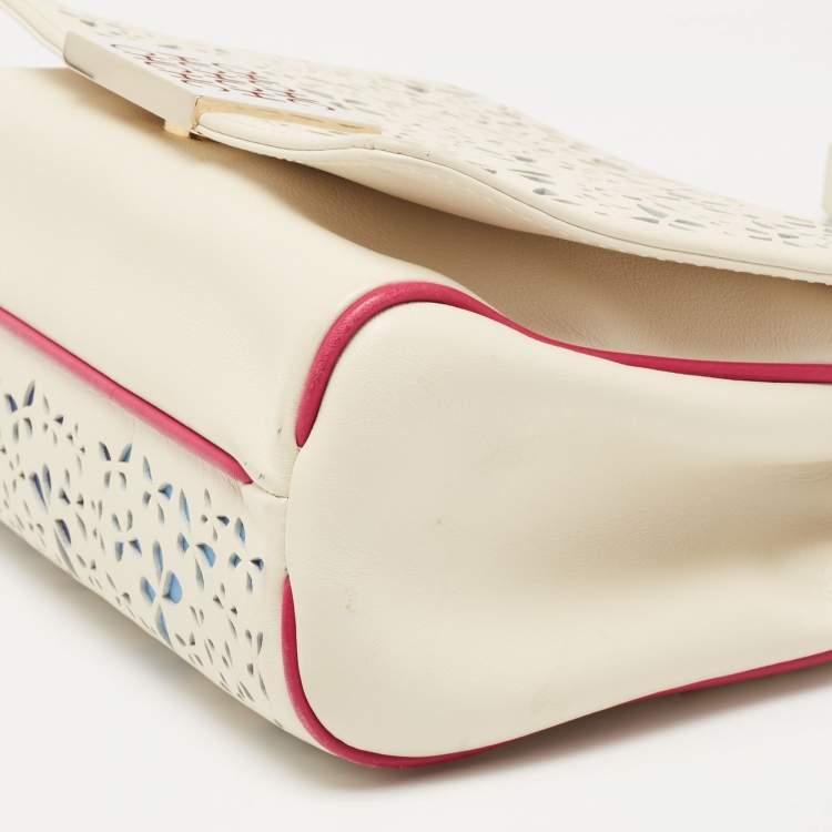 Pre Owned CH Carolina Herrera Multicolor Cut Out Leather Flap Shoulder Bag