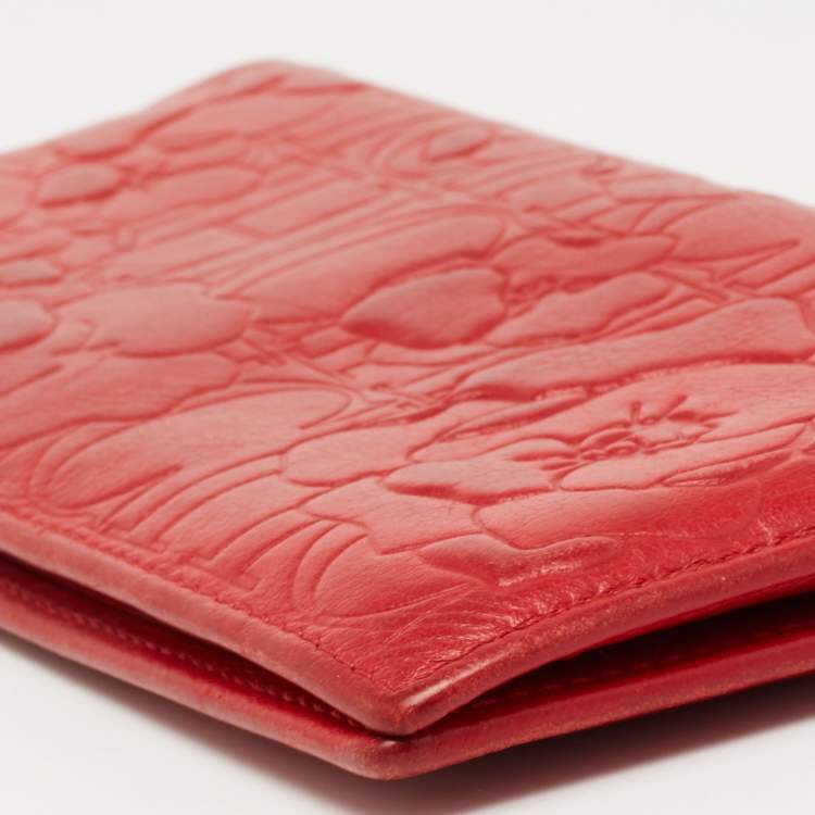 Pre Owned CH Carolina Herrera Red Embossed Leather Bifold Continental Wallet