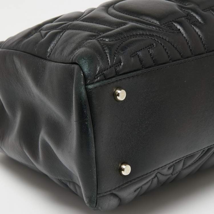 Pre Owned CH Carolina Herrera Logo Embossed Leather Chain Tote