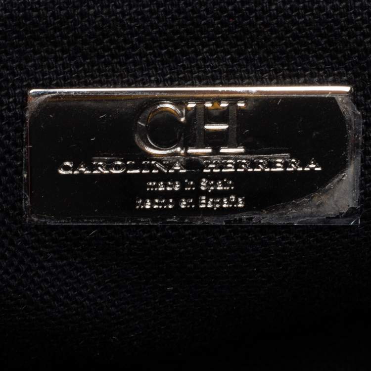 Pre Owned CH Carolina Herrera Black Leather and Patent Leather Small Tote